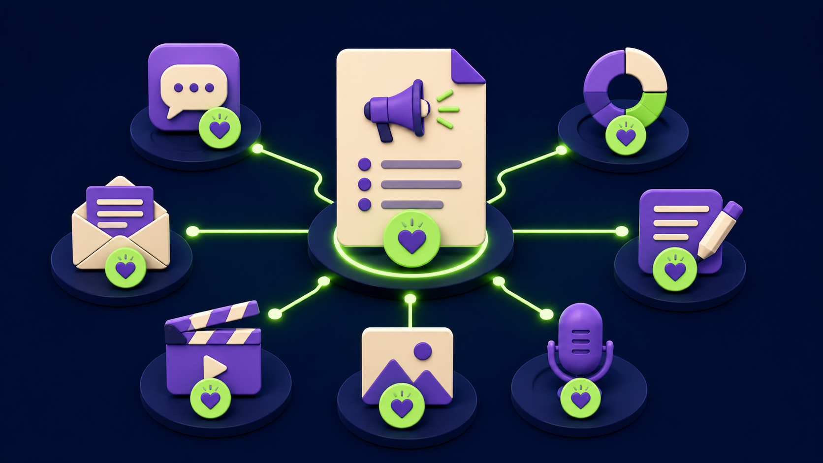 The rule that ties it together: one brand-voice system