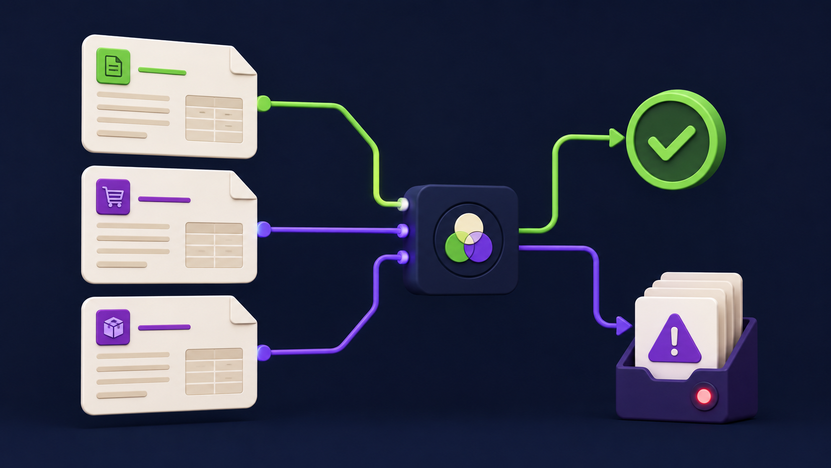 What is the validation and three-way matching stage?