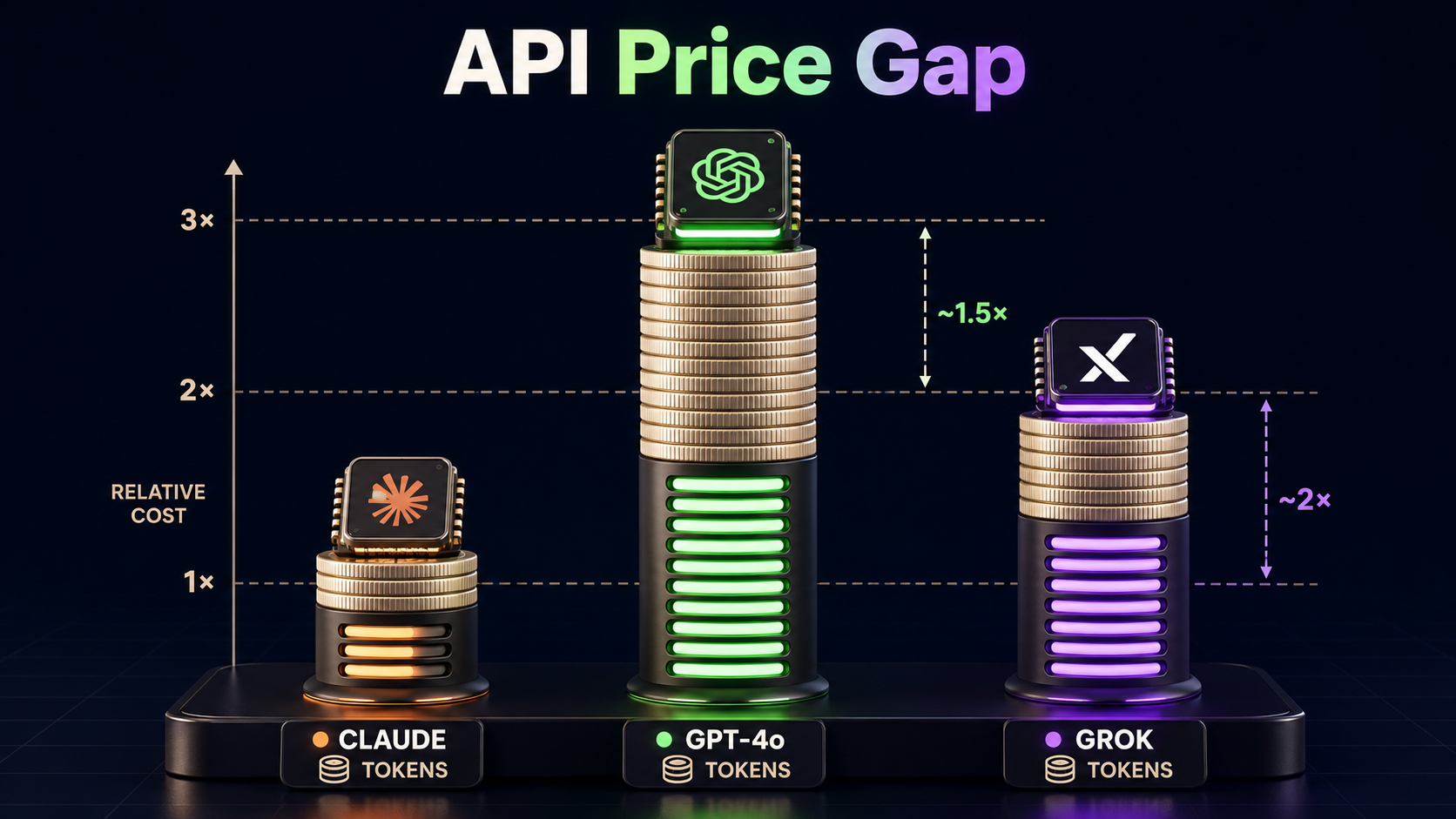 Per-token API price comparison across Claude Opus 4.8, GPT-5.5, and Grok 4.3
