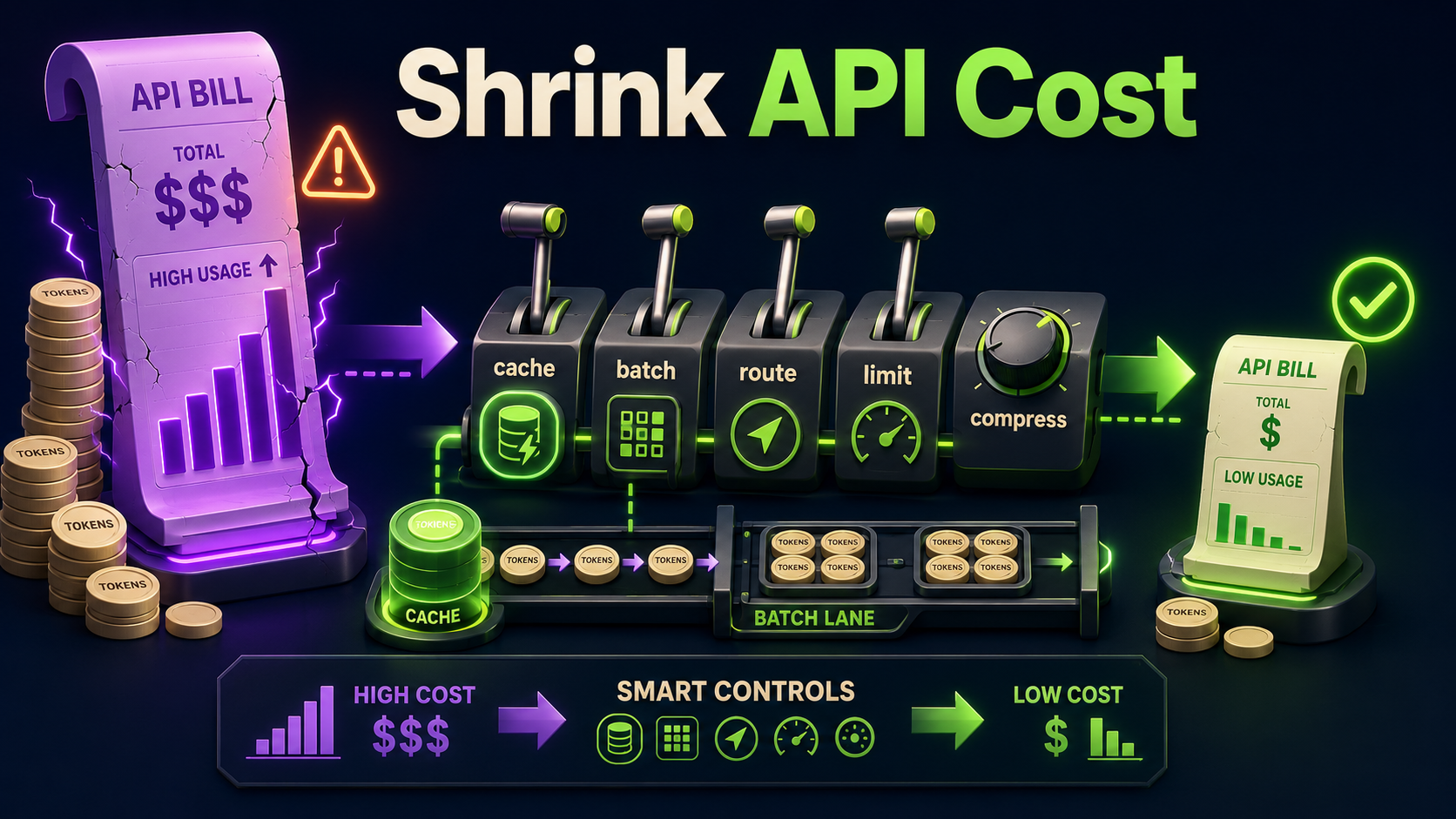 Cost levers that cut API spend: prompt caching, batch mode, and model routing
