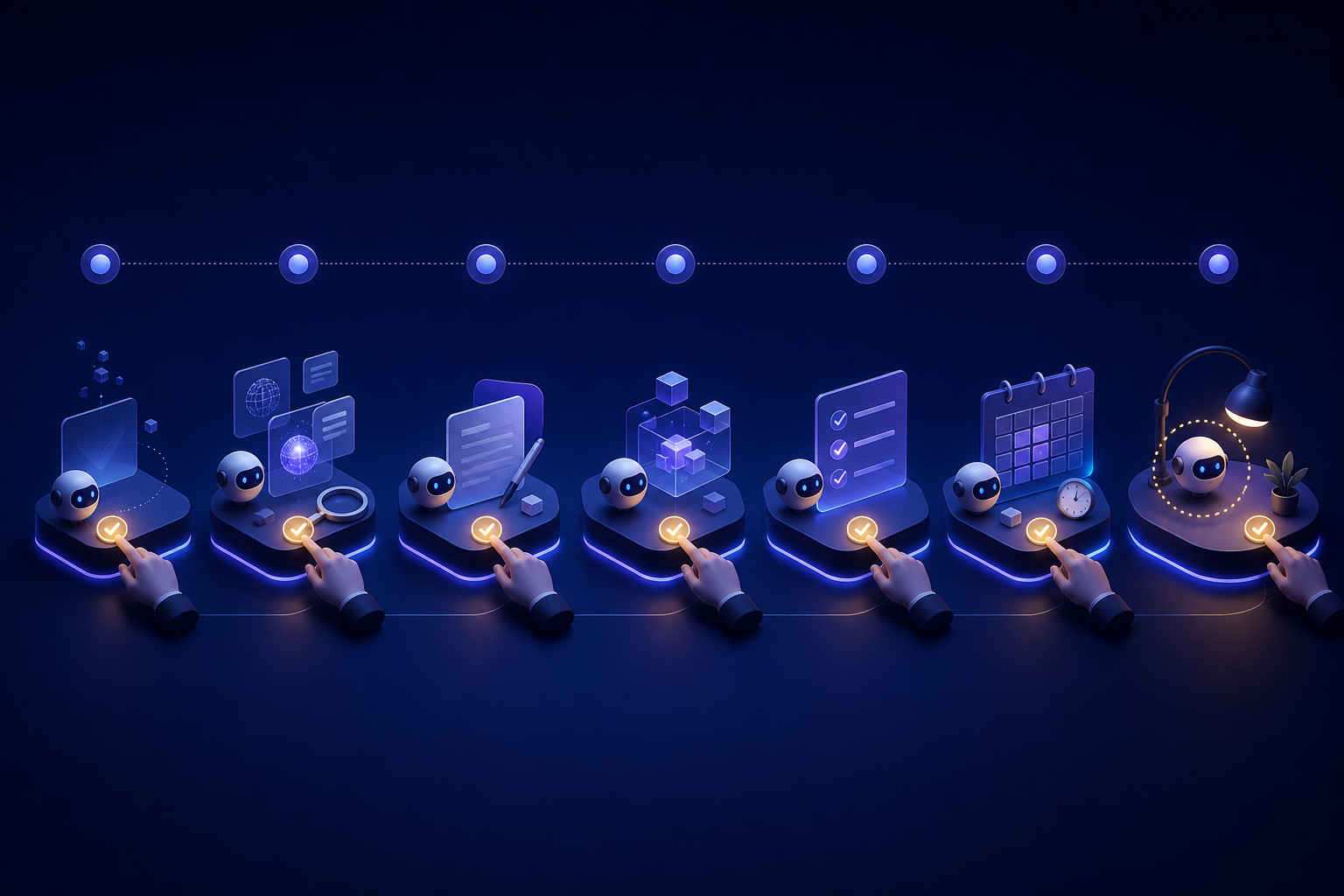 Illustration of a measured AI agent rollout from a safe task to a routine