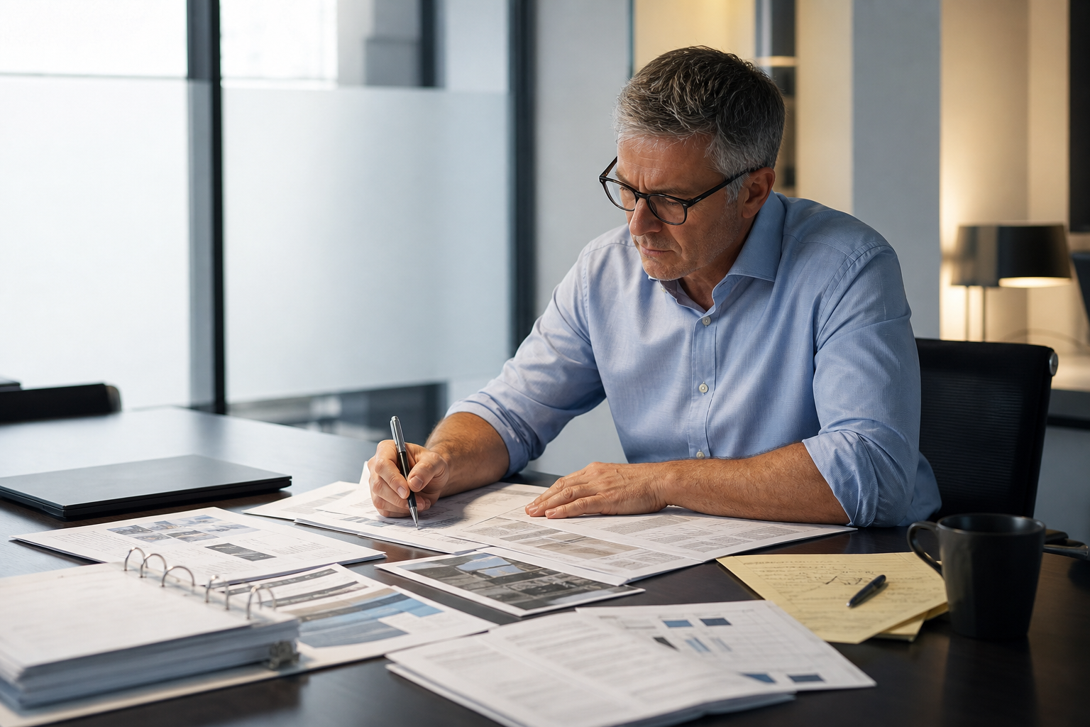Software analyst reviewing structured vendor evidence and comparison documents