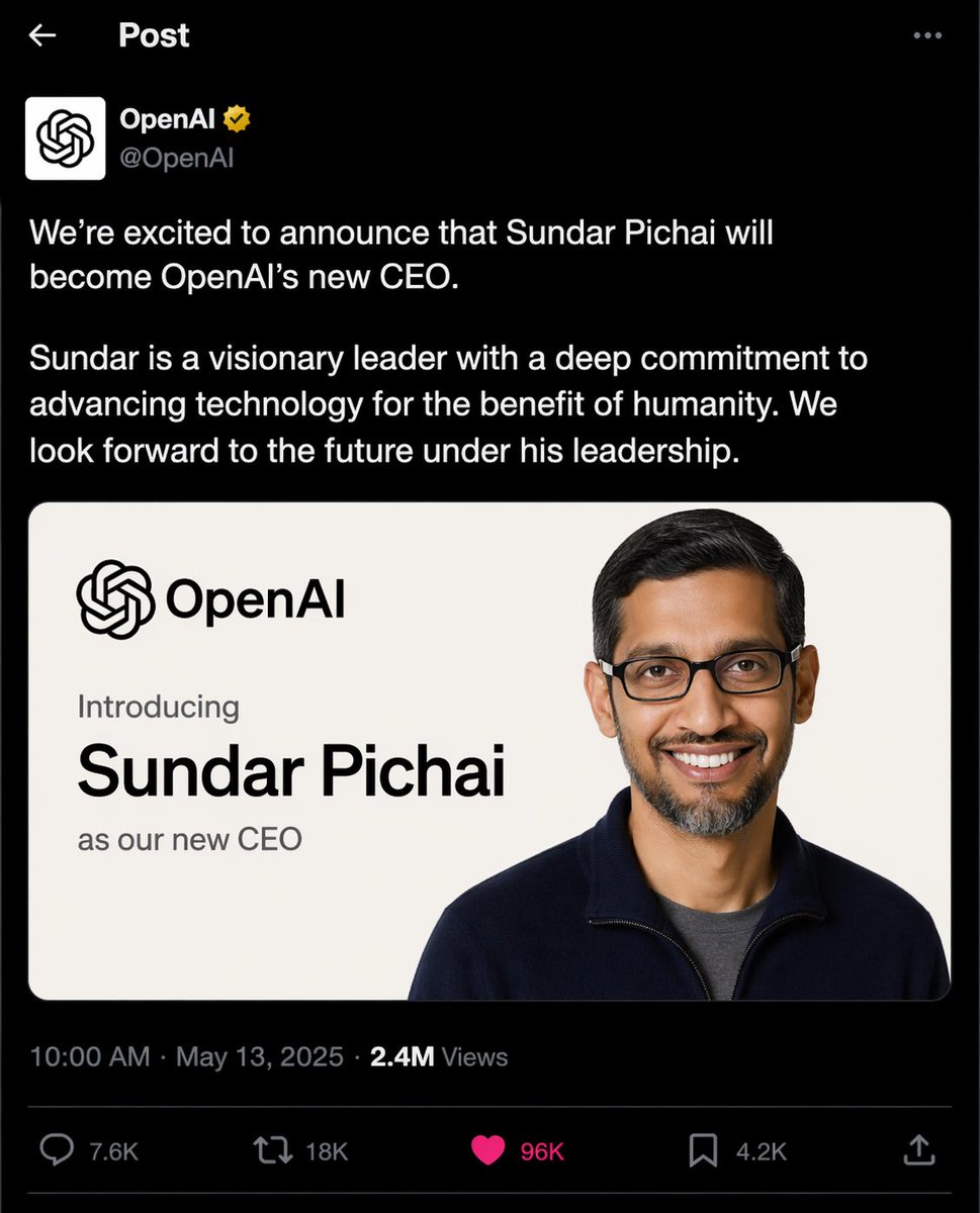 OpenAI CEO Announcement Mockup