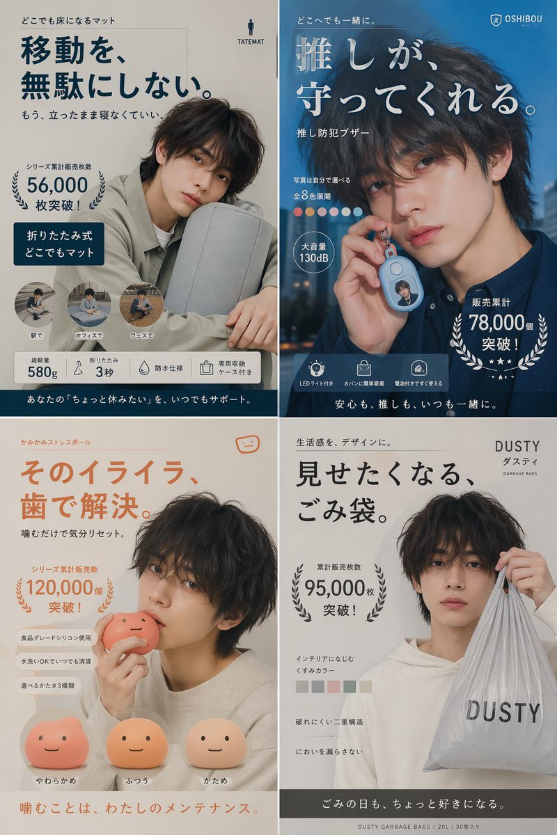 Japanese Ikemen Product Ad Grid