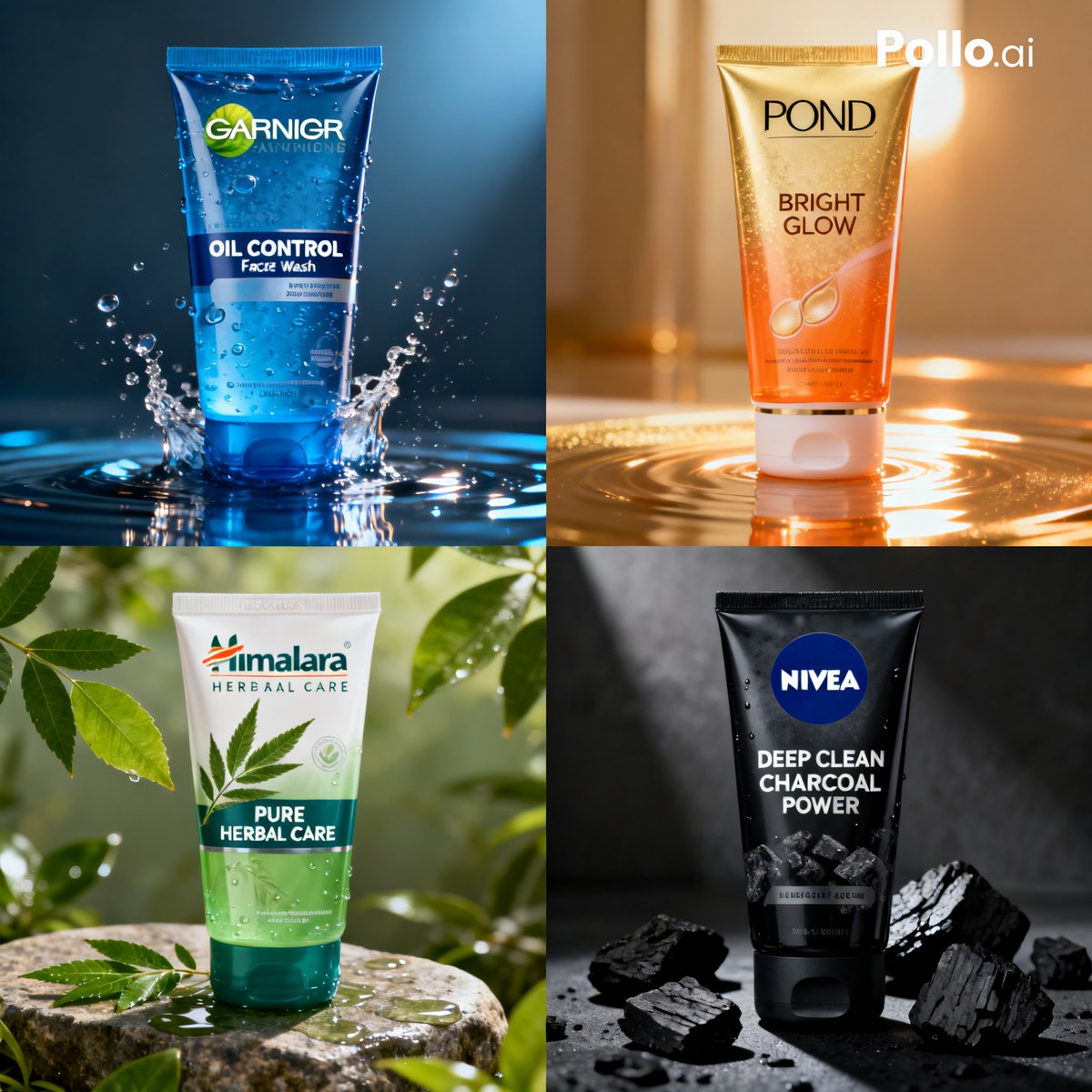 4-Panel Face Wash Ad Grid