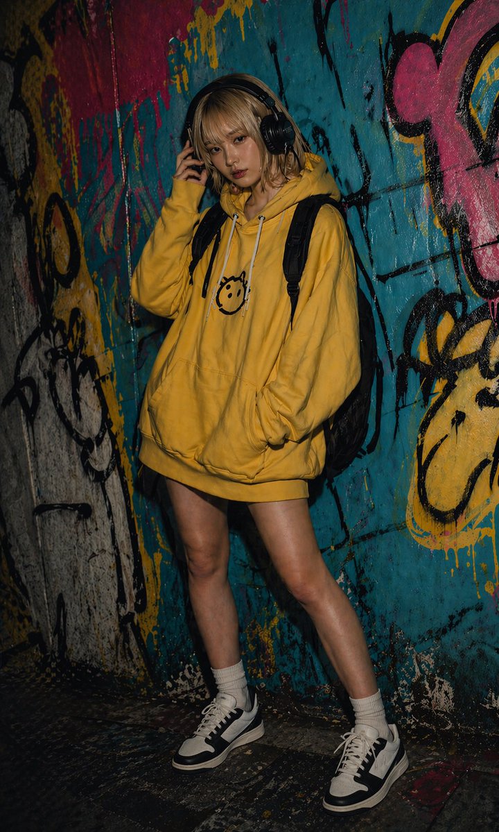 Urban Graffiti Hoodie Fashion Portrait