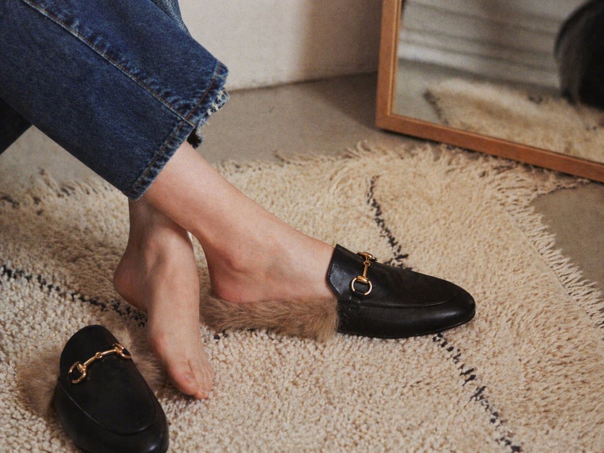 Luxury Fur-Lined Loafer Lifestyle Photo