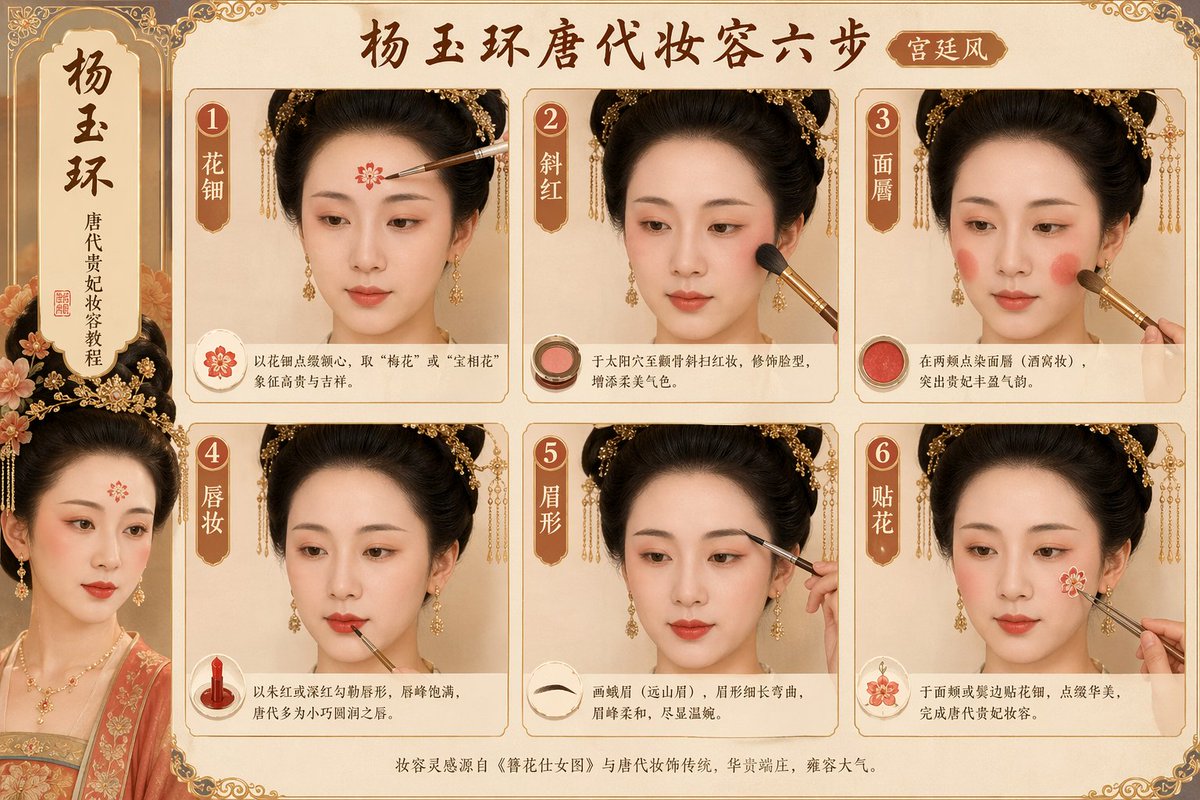 Tang Dynasty makeup steps prompt