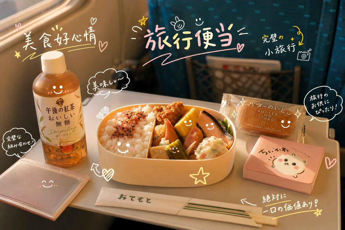 Cute Doodle Train Bento Photo