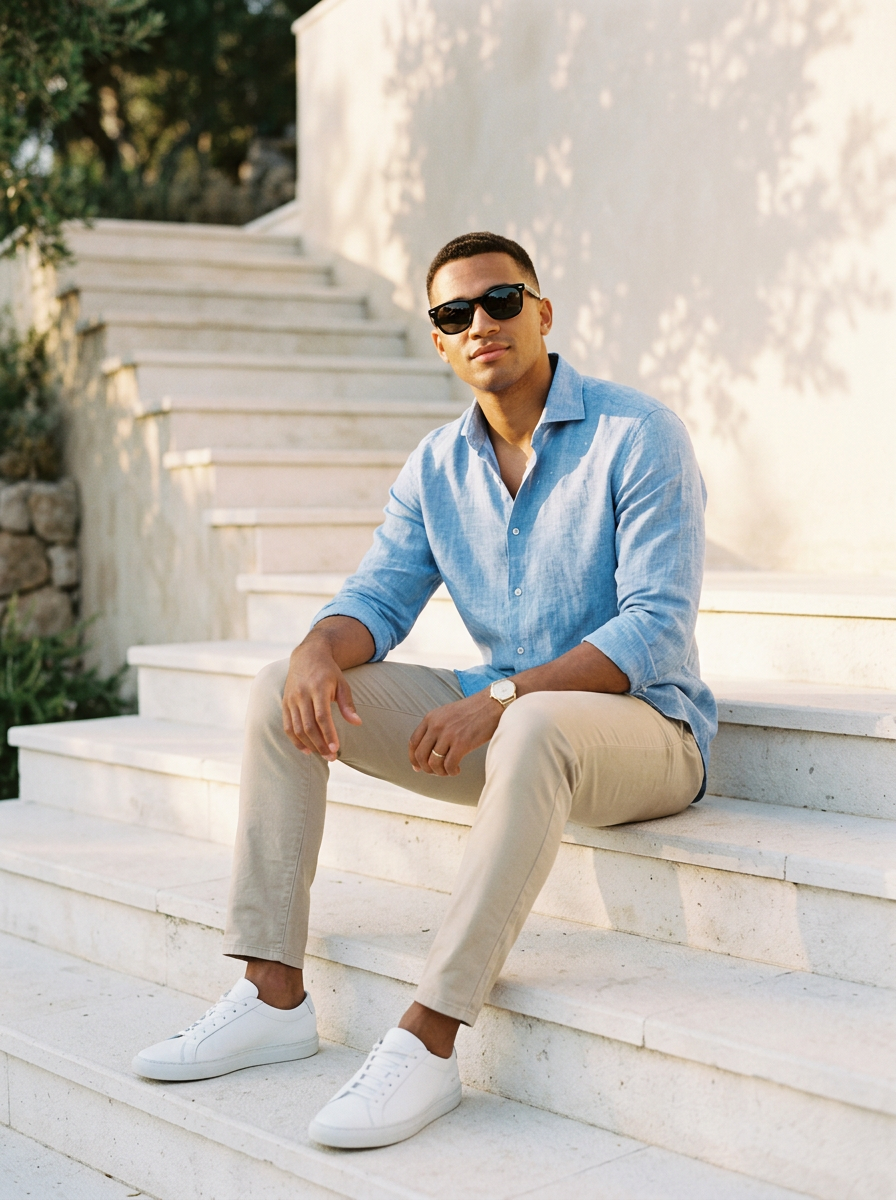 Editorial Fashion Portrait on Stone Stairs