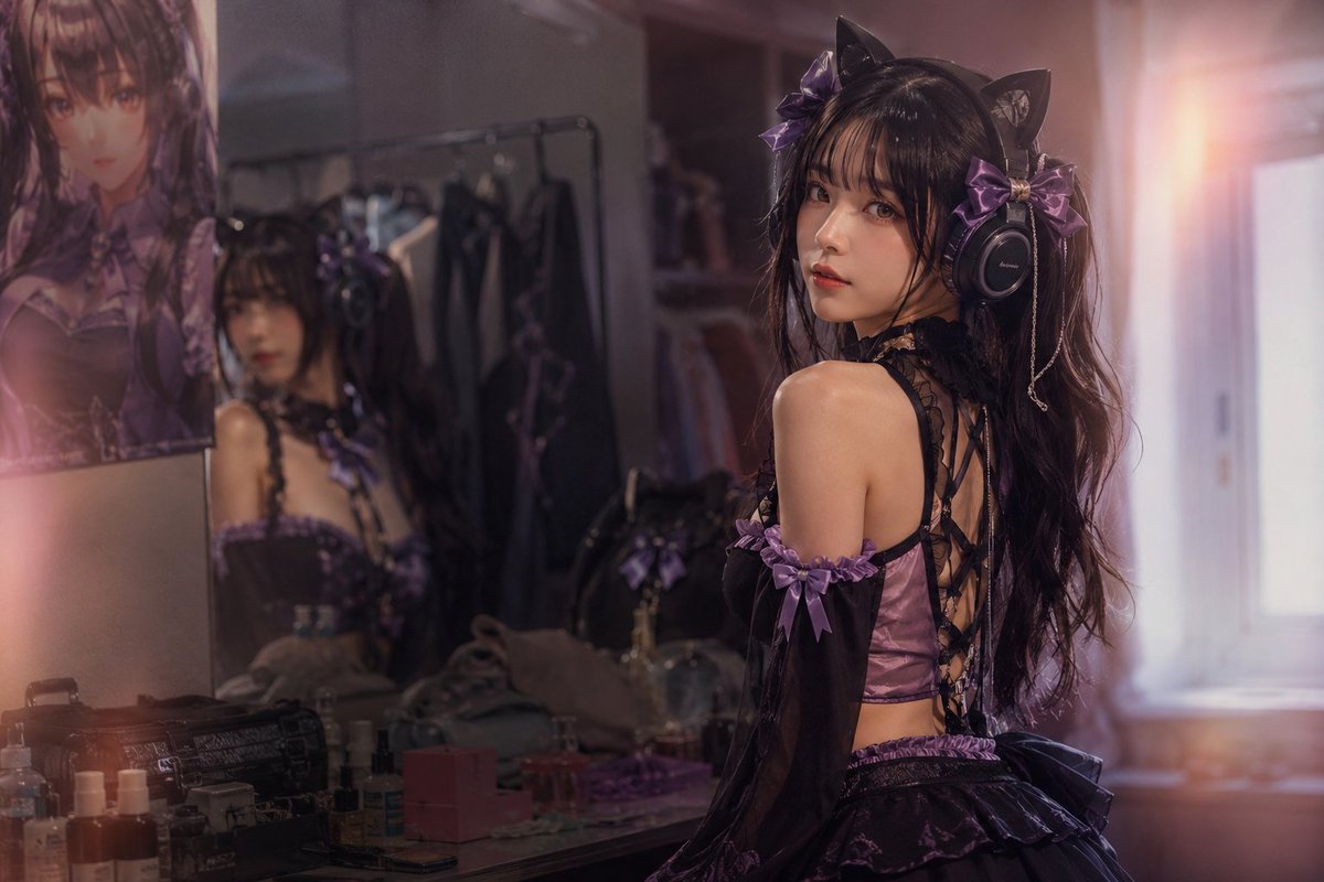 Gothic Catgirl Cosplay Dressing Room