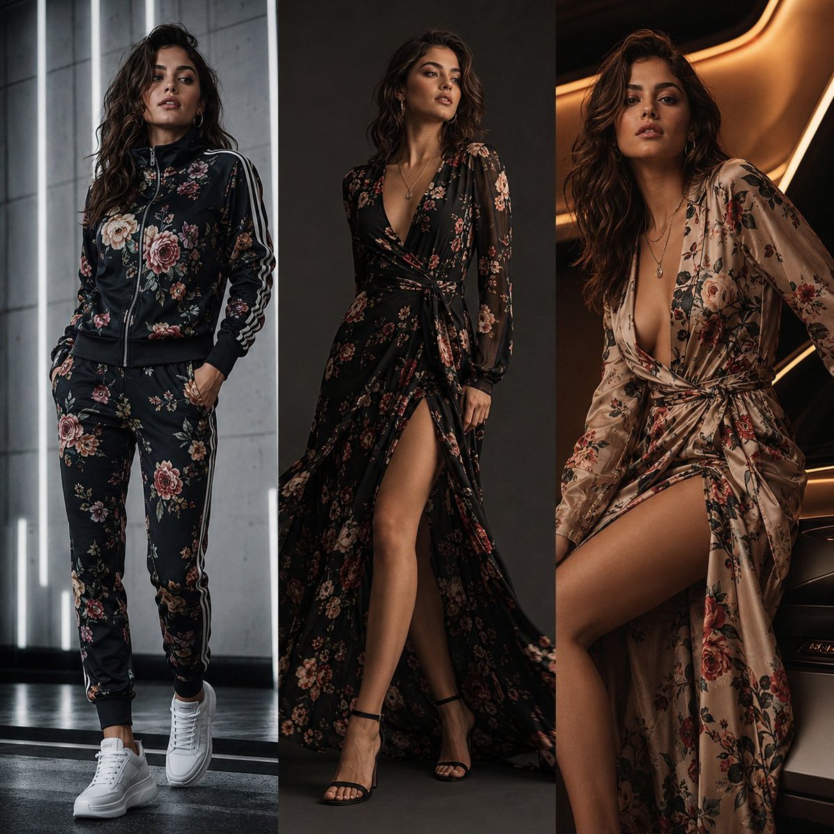 Three-Panel Luxury Fashion Editorial