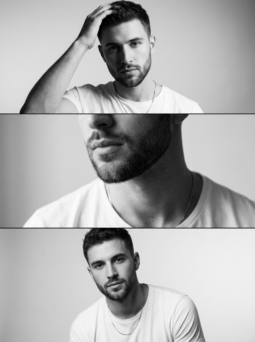 Monochrome Fashion Editorial Triptych