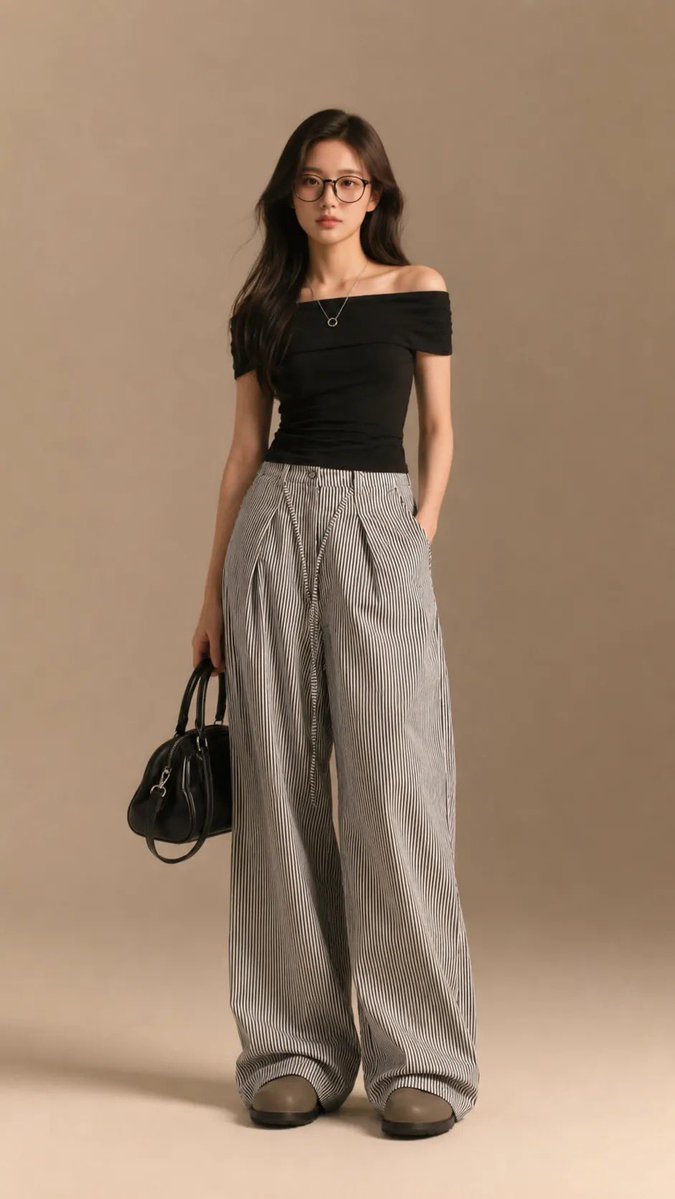 High-End Pinstripe Fashion Portrait