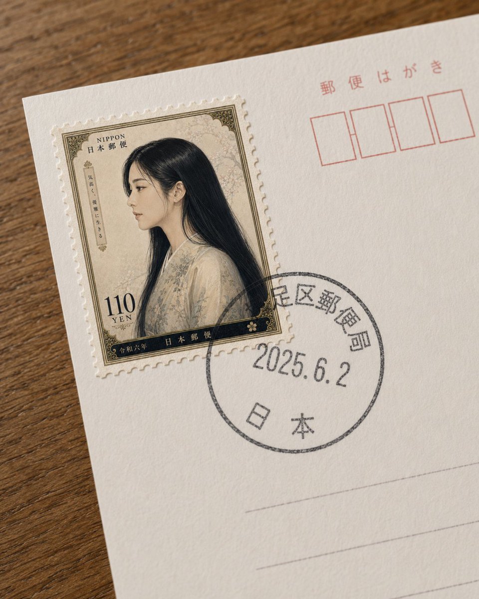 Fictional Japanese Stamp on Postcard