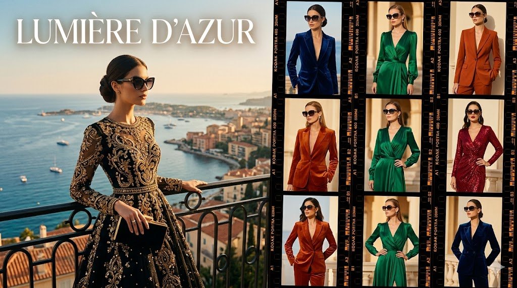 Lumière d’Azur Fashion Lookbook Collage