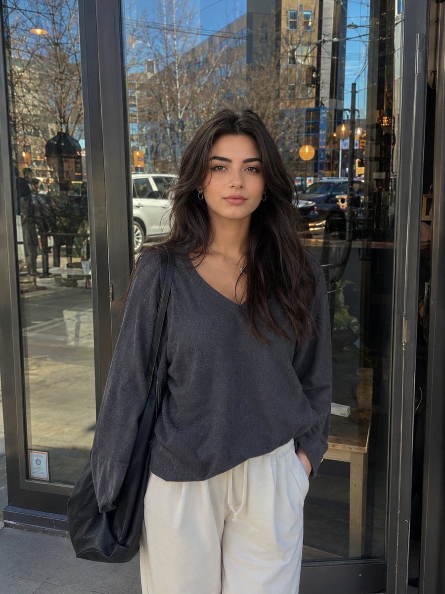 Realistic Street Portrait of a Young Woman