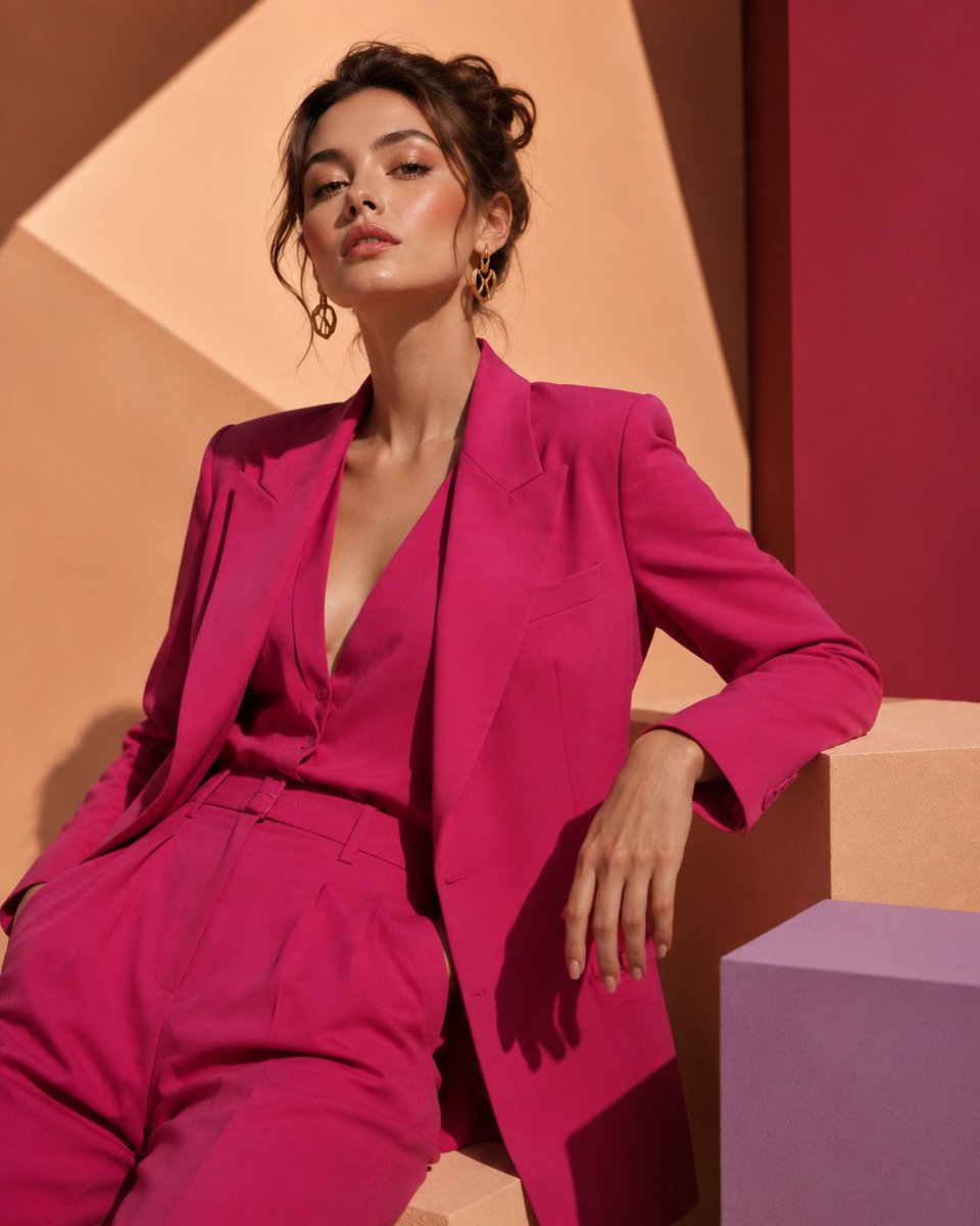 Fuchsia Power Suit Fashion Editorial