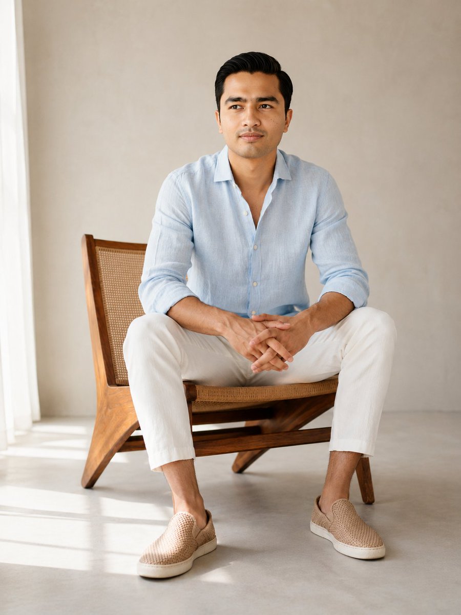 Editorial Male Portrait in Minimalist Studio