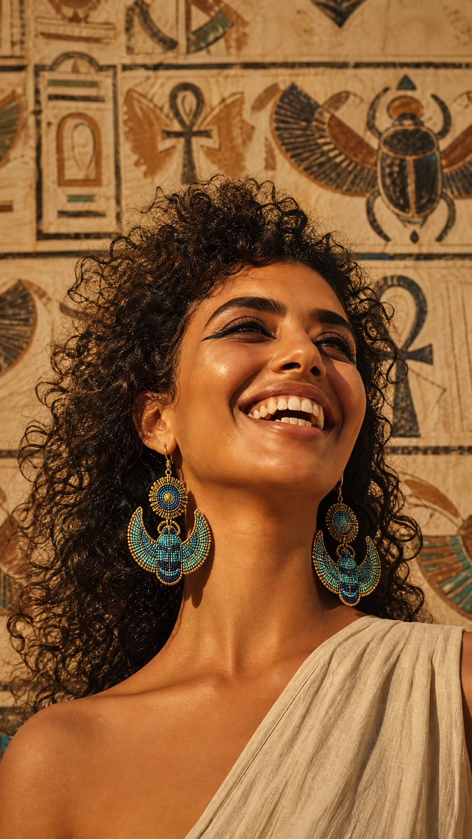 Egyptian Scarab Earring Portrait