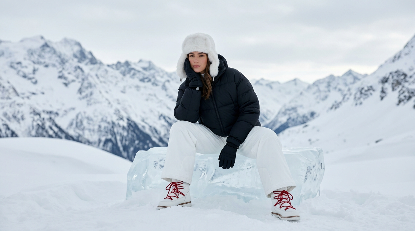 High-Fashion Winter Editorial on Ice Block