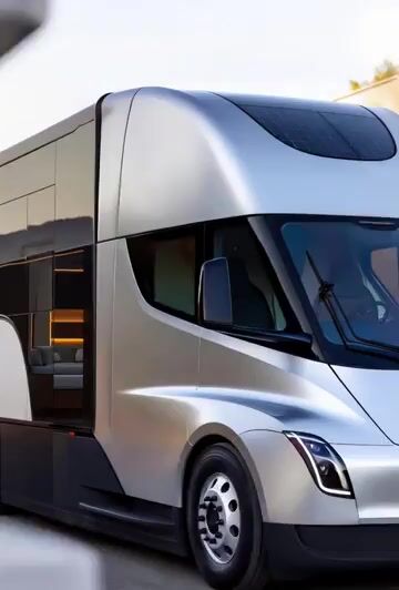 Futuristic Tesla Semi motorhome video prompt