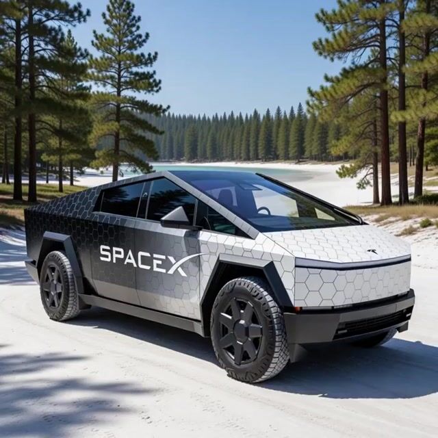 Cybertruck with SpaceX Starship Wrap