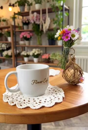 Grok Imagine prompt for a complex Flower Café sculpture
