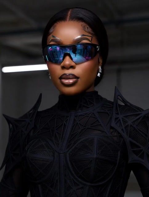 Grok Imagine prompt for an avant-garde fashion portrait