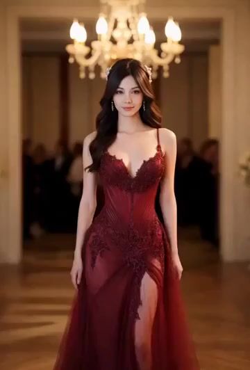 Dress Transformation to Red Glitter or Diamond