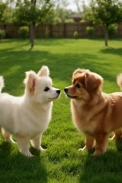 Dogs having a cat slapping fight