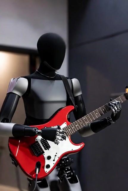 Tesla Optimus Playing Electric Guitar Video Prompt