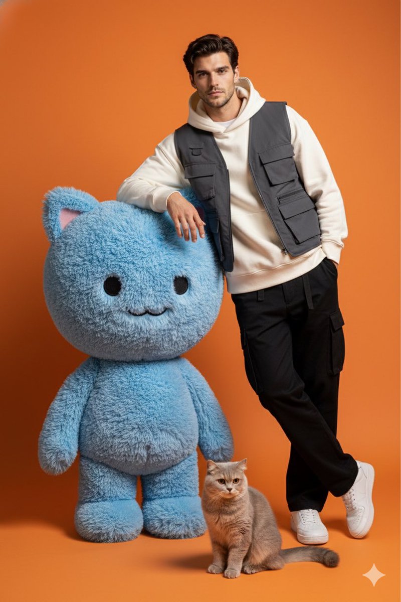 Gen-Z Fashion Studio Shoot with Labubu and Cat