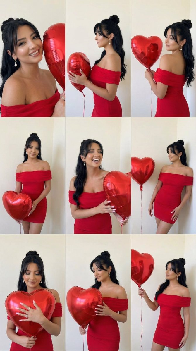 Romantic Rose Editorial 3x3 Grid Prompt