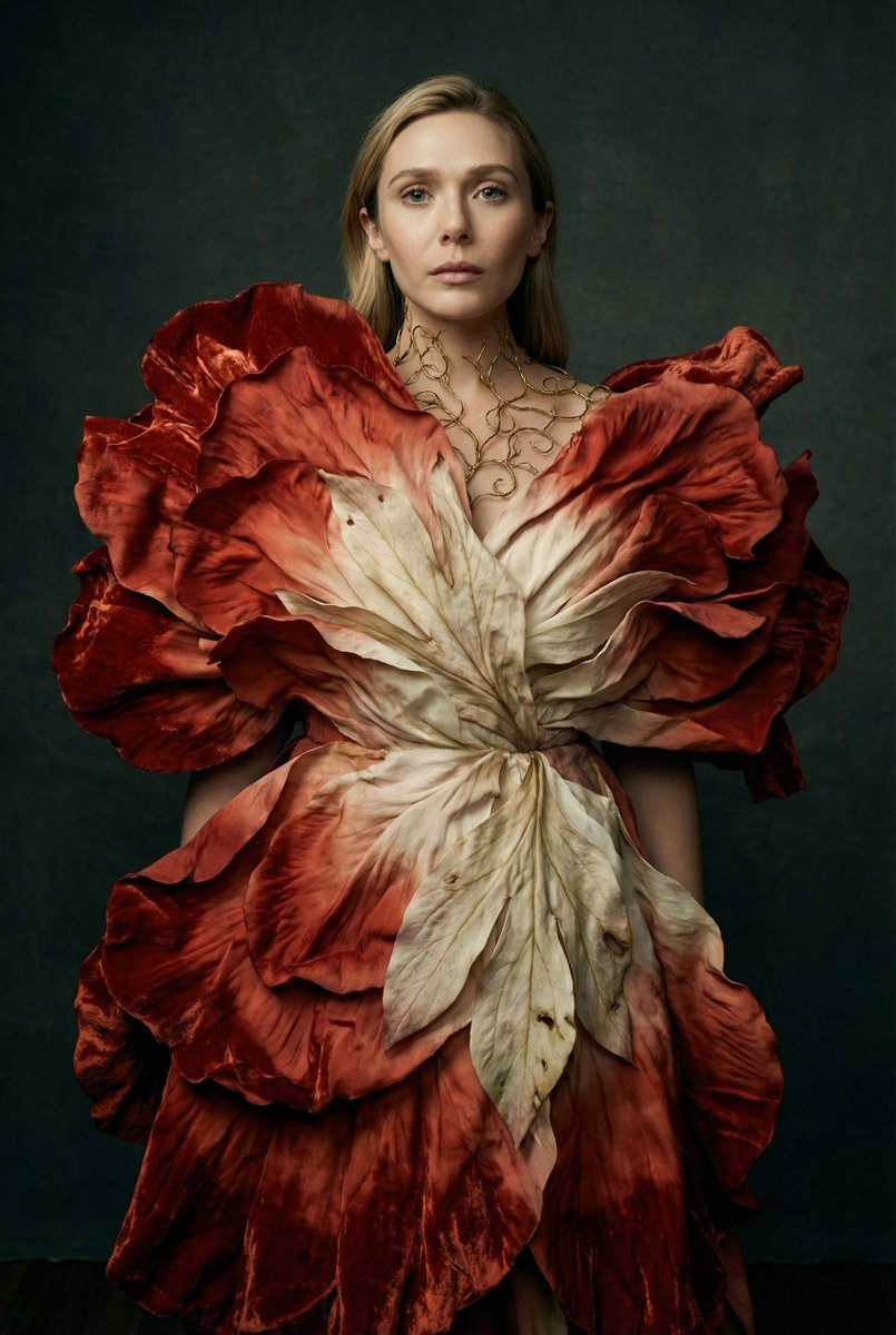Botanical Metamorphosis Fashion Editorial Portrait Prompt