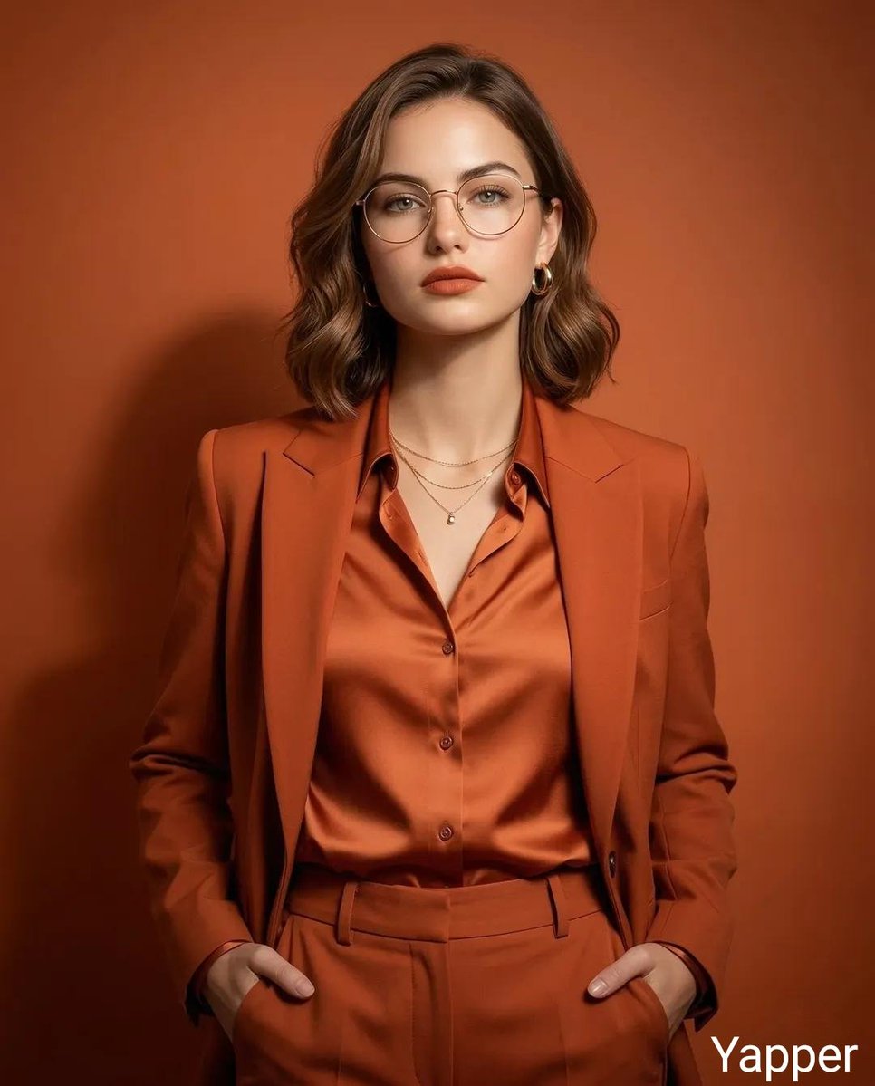 Monochromatic Burnt-Orange Fashion Portrait