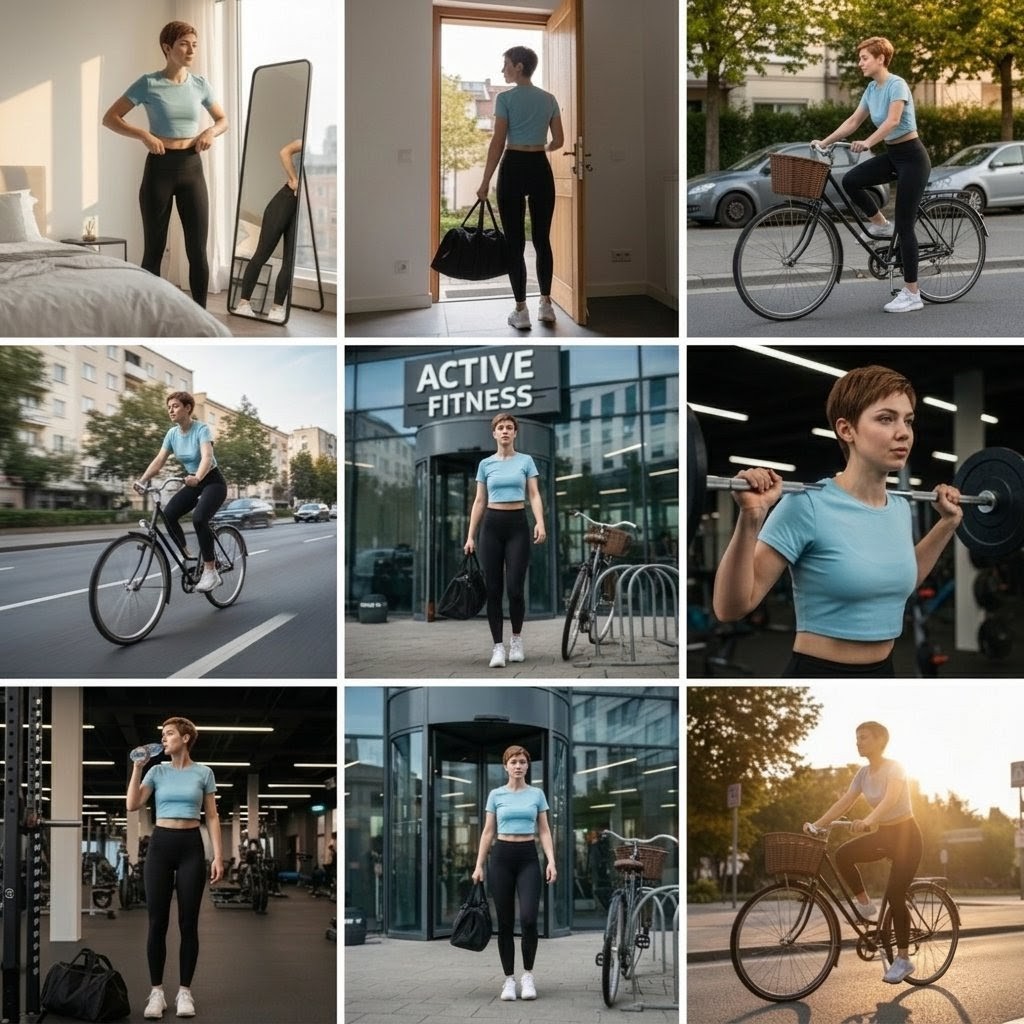 9-Photo Cinematic Collage for a Gym Girl's Fitness Journey