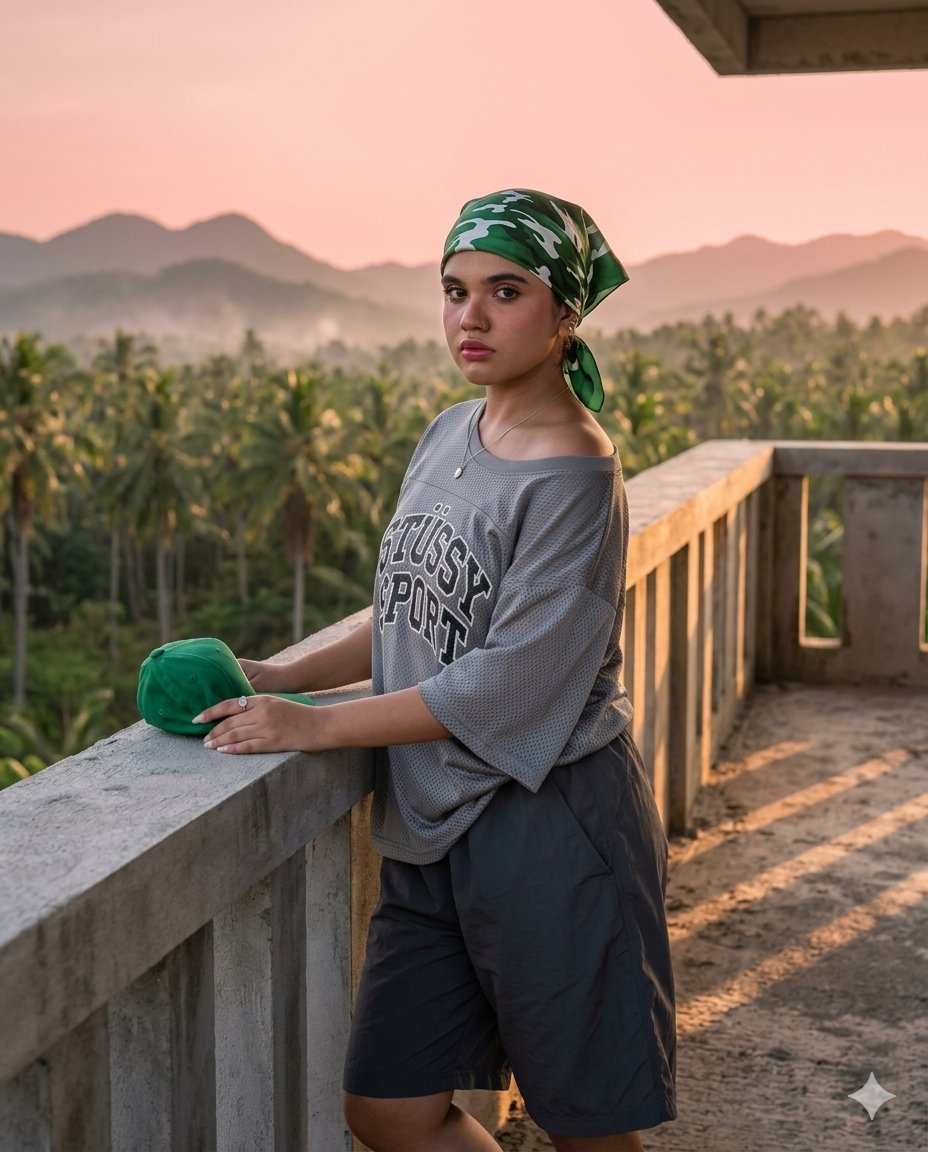Tropical Rooftop Sunset Portrait