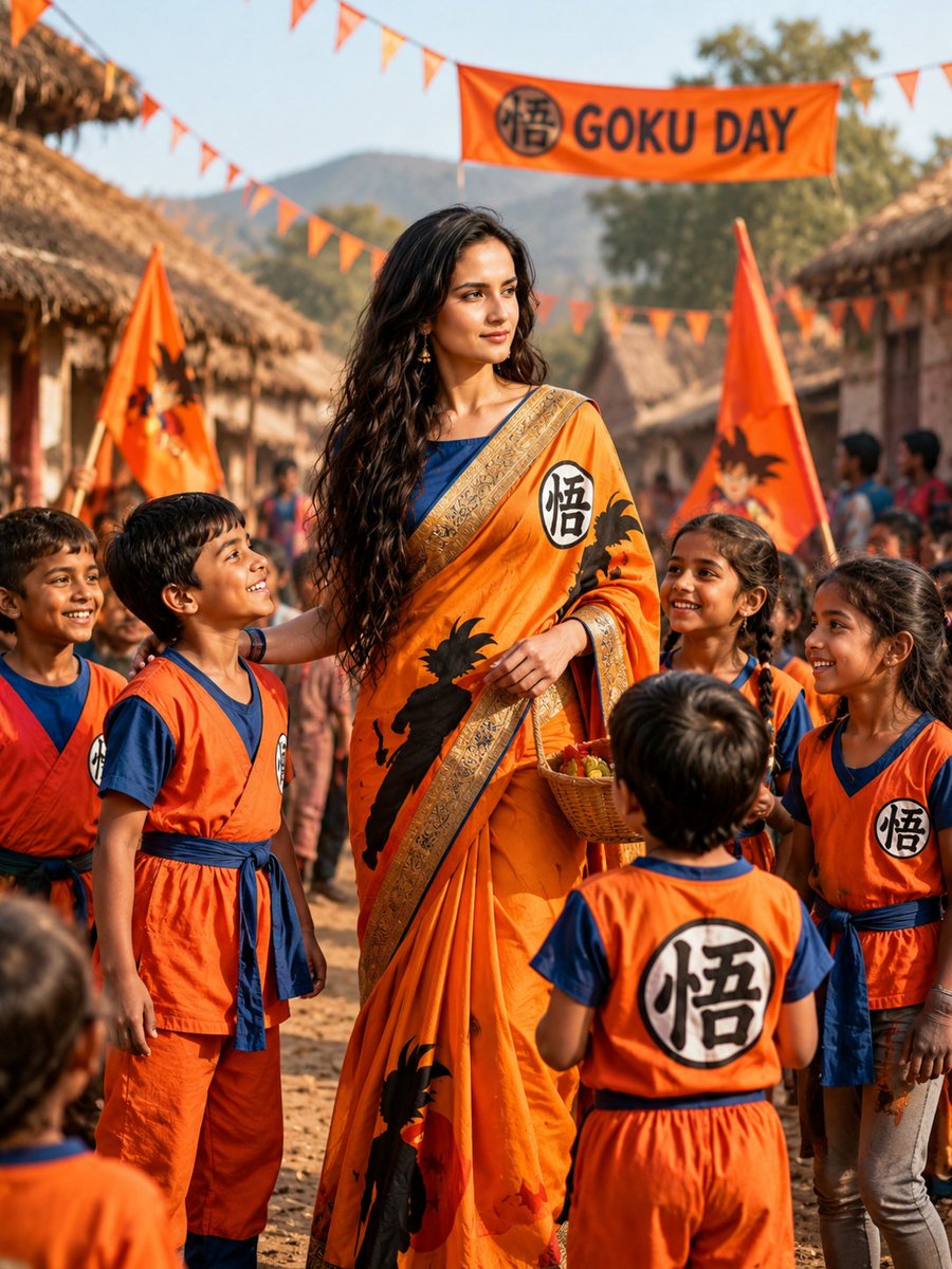 Goku-Inspired Saree Village Celebration