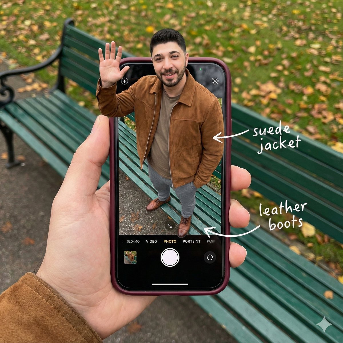 Smartphone Screen Stepping Out Optical Illusion Prompt