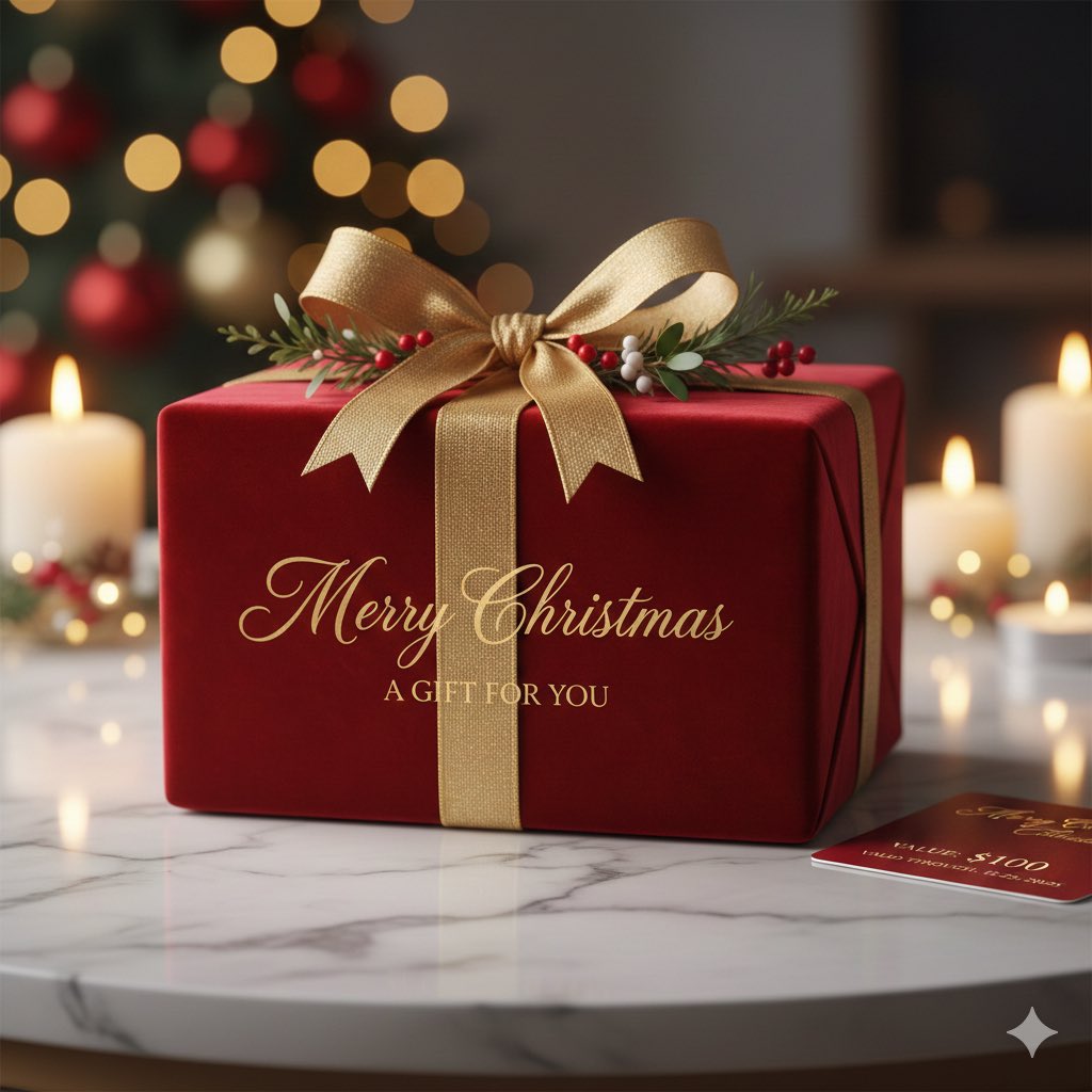 Cinematic Christmas Gift Card Design Prompt