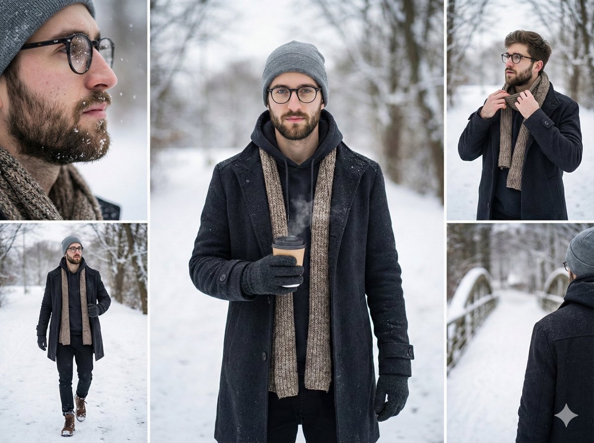Multi-Shot Cinematic Fashion Collage in Winter