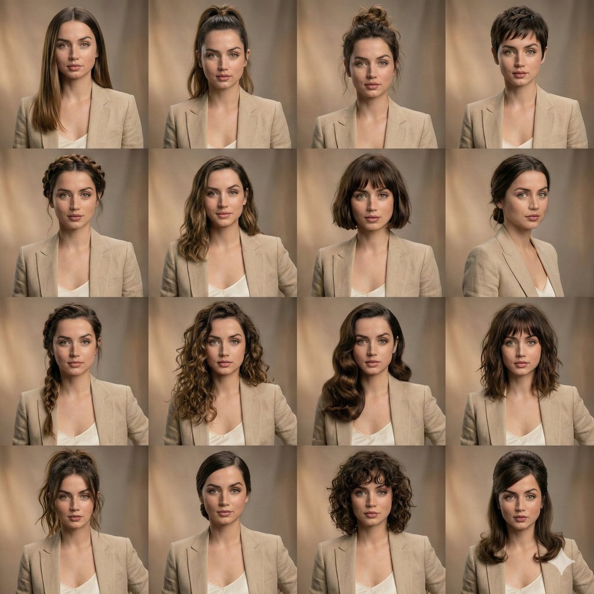 Editorial Beauty Collage for Hair Style Variations