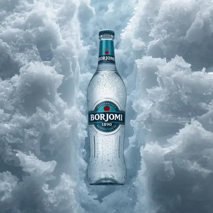 Hyperrealistic Product Photography Prompt (Borjomi Water)