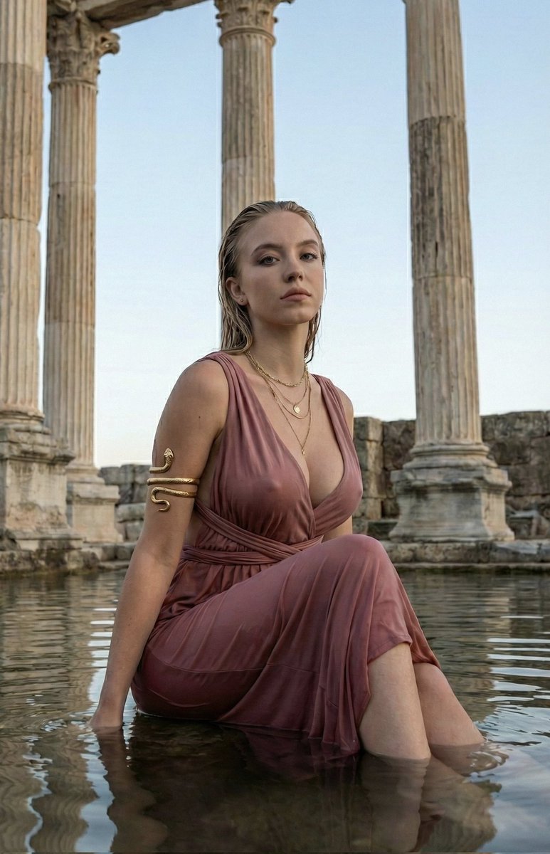 Mythological Goddess Aesthetic Prompt for Sydney Sweeney (Urdu/Roman)