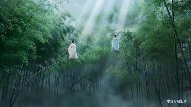 Moonlit Bamboo Forest Swordsman Scene