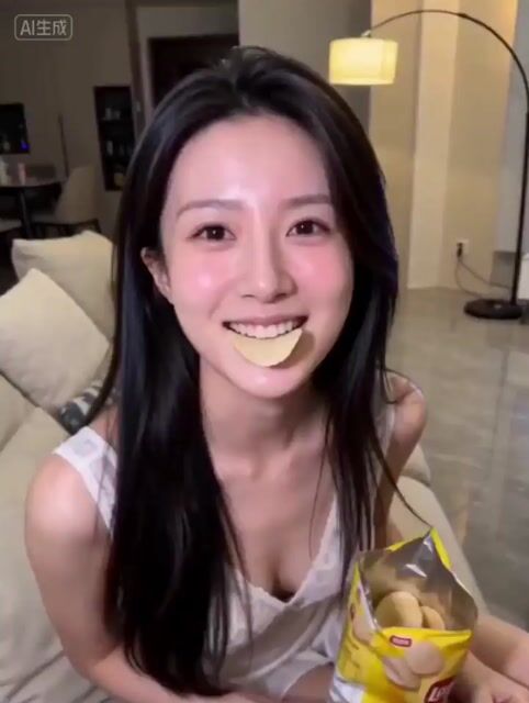 AI Girlfriend Interaction Scene: Feeding Potato Chips